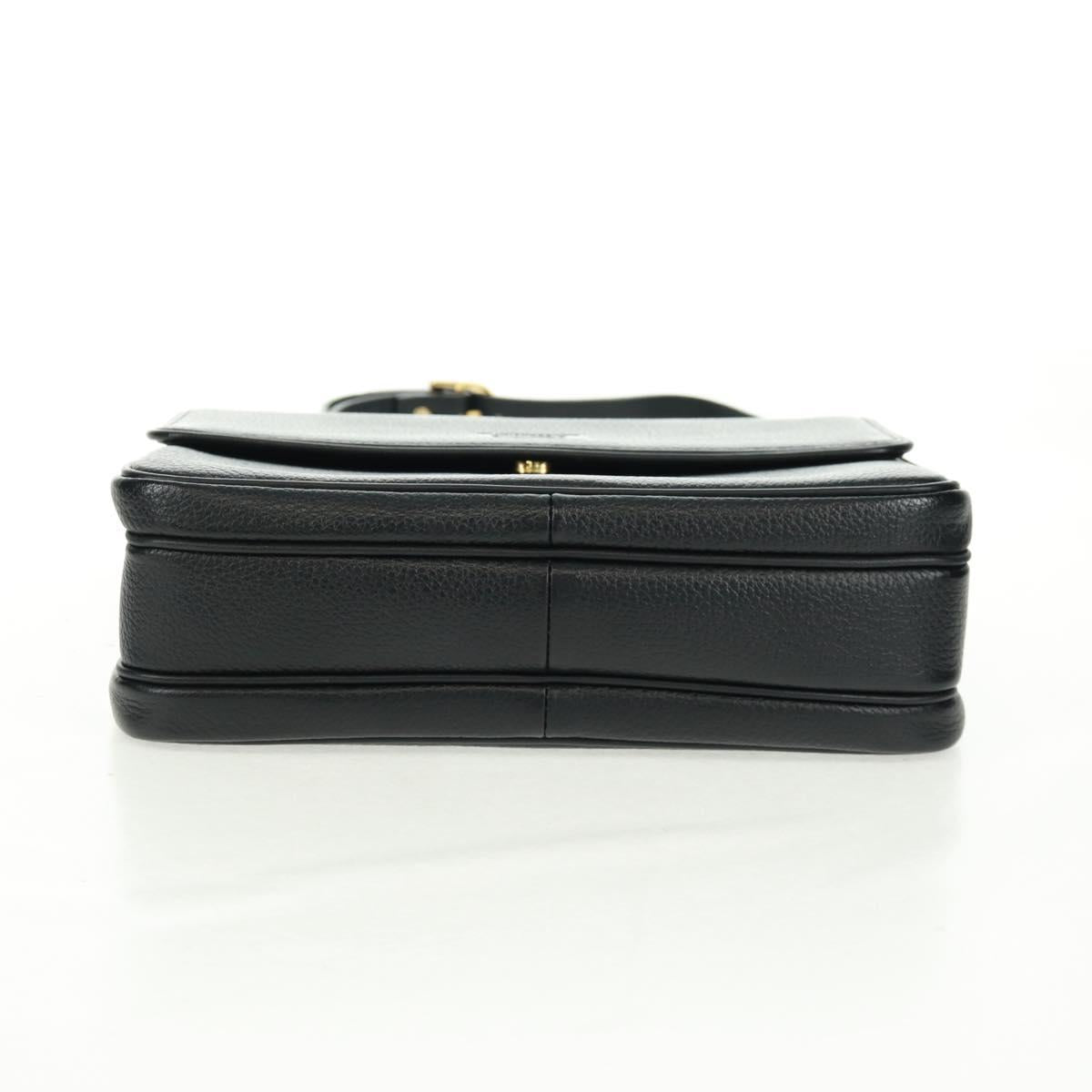 Burberrys Shoulder Bag Leather Black Gold Auth mr1918V