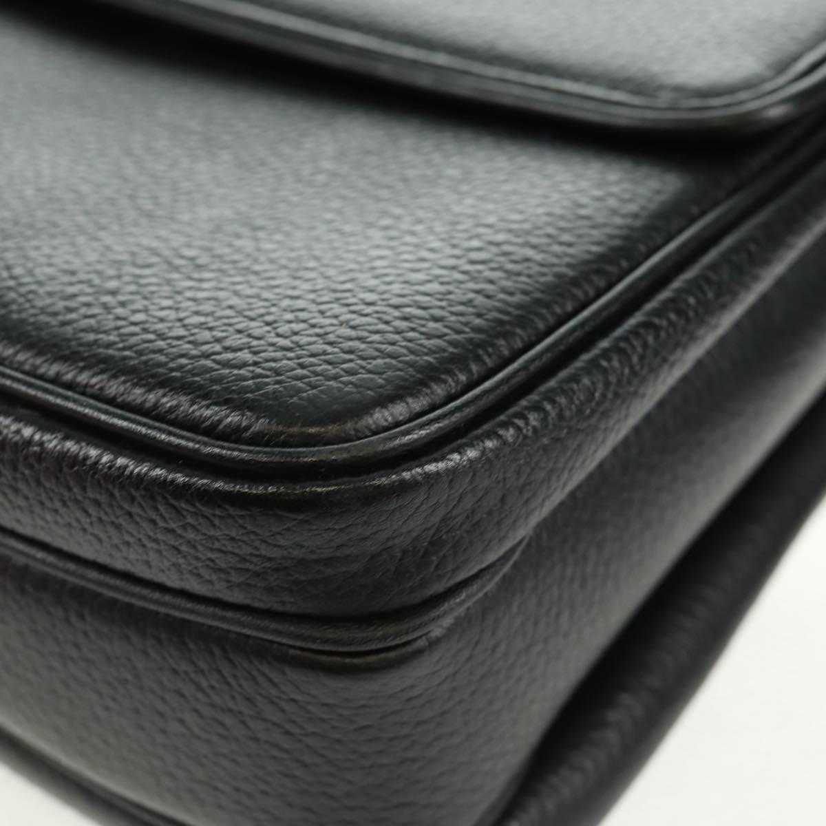 Burberrys Shoulder Bag Leather Black Gold Auth mr1918V