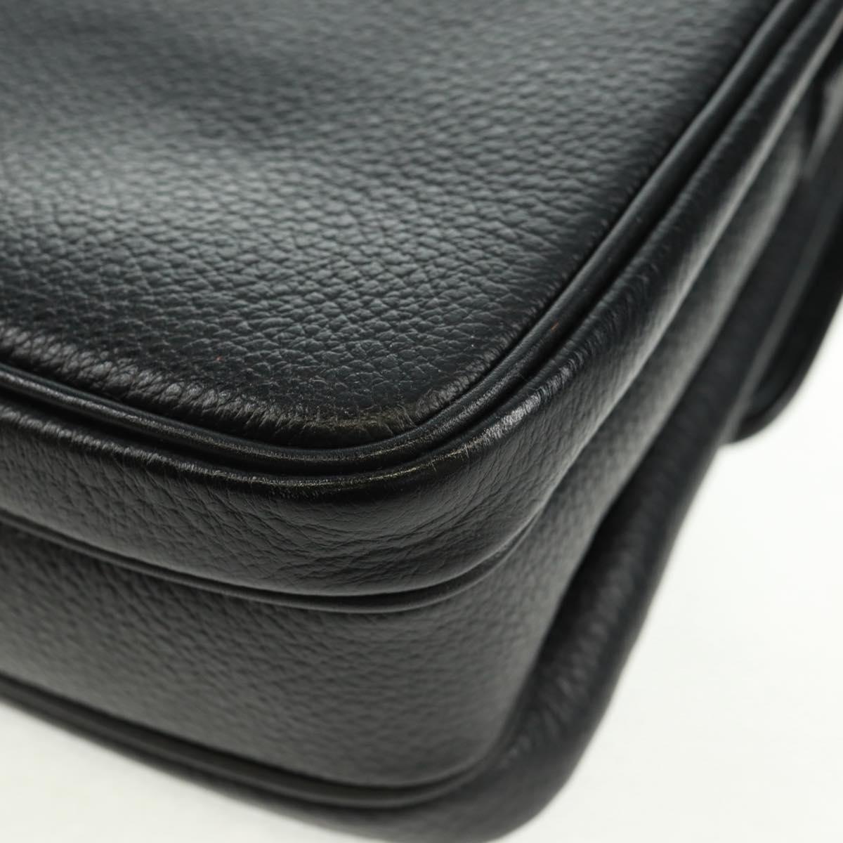 Burberrys Shoulder Bag Leather Black Gold Auth mr1918V