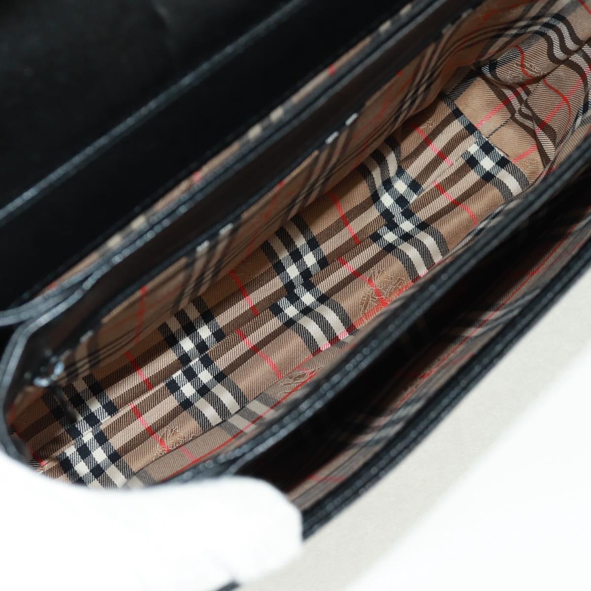 Burberrys Shoulder Bag Leather Black Gold Auth mr1918V