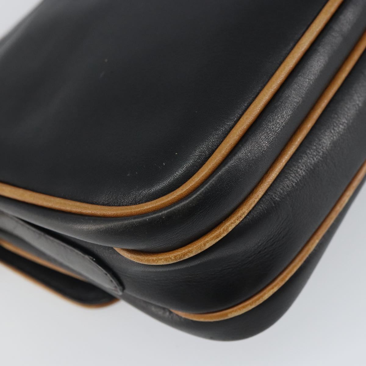 CELINE Shoulder Bag Leather Black Gold Auth mr1919