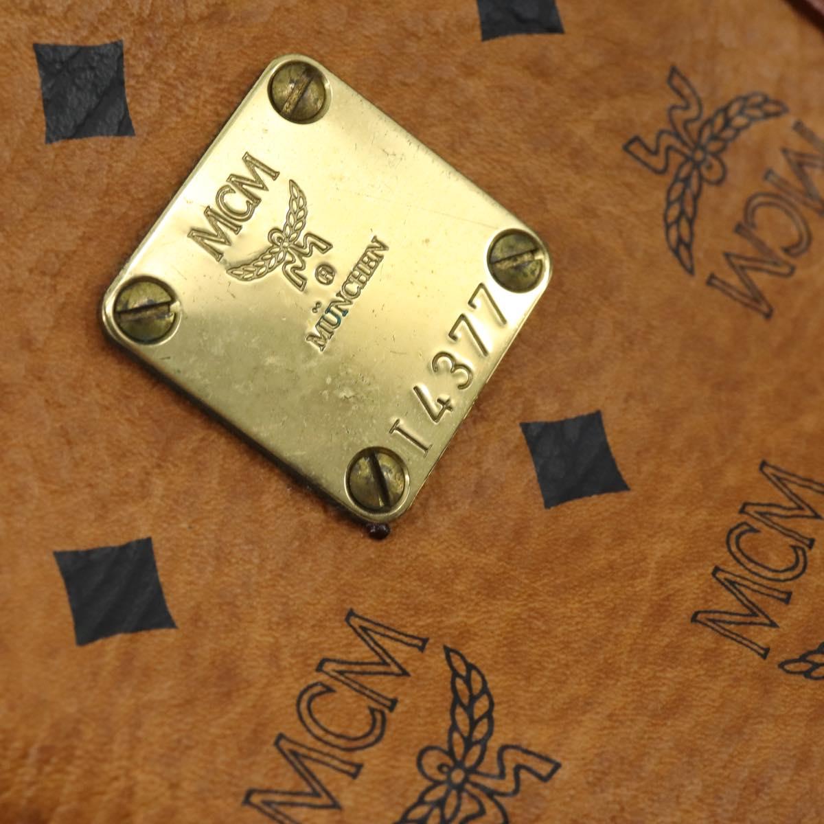MCM Vicetos Logogram Boston Bag PVC Leather 2way Brown Gold Auth mr1923