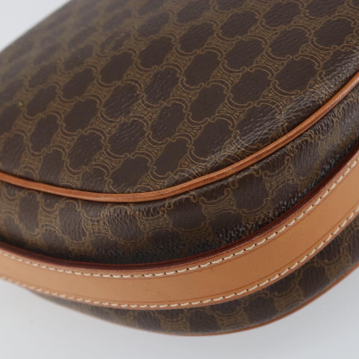 CELINE Macadam Canvas Shoulder Bag PVC Leather Brown Gold Auth mr1926