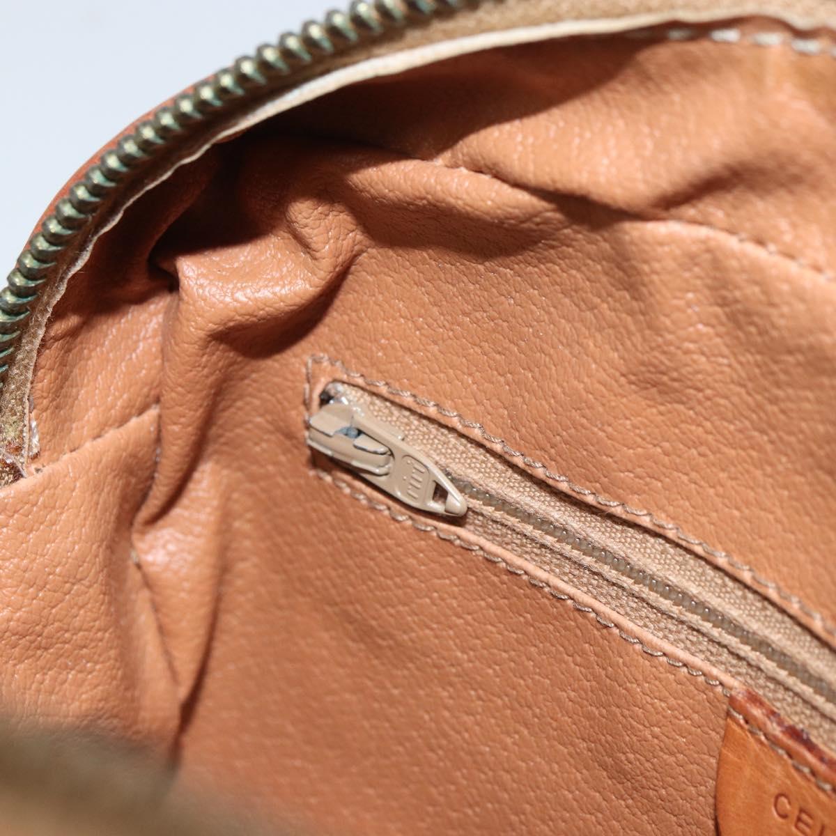 CELINE Macadam Canvas Shoulder Bag PVC Leather Brown Gold Auth mr1926