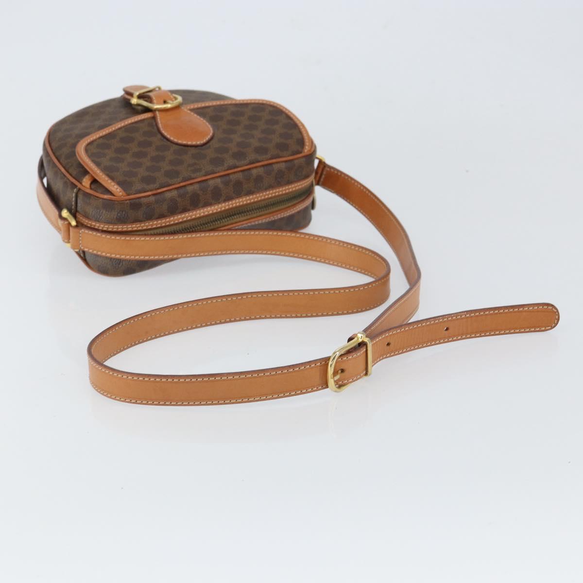 CELINE Macadam Canvas Shoulder Bag PVC Leather Brown Gold Auth mr1926