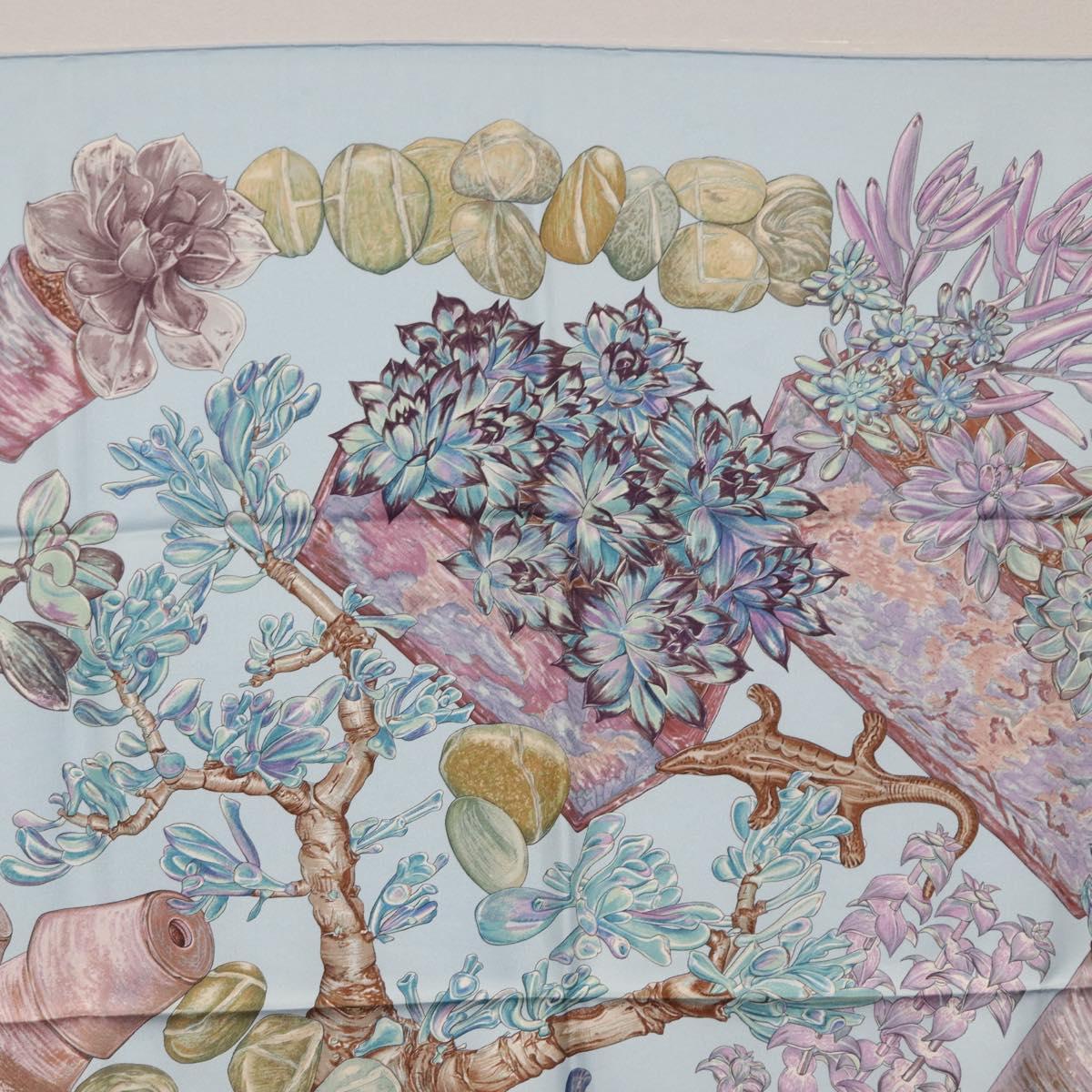 HERMES Carre 90 Scarf Silk Baby Blue Auth mr1935