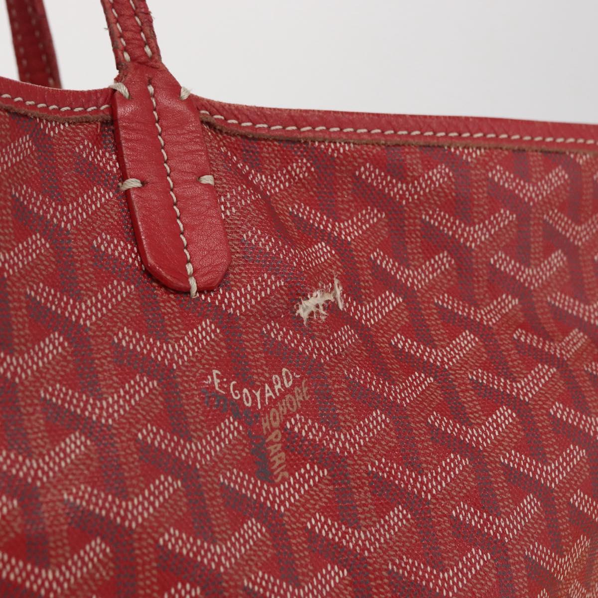 GOYARD Herringbone Saint Louis GM Tote Bag PVC Red Auth mr1936