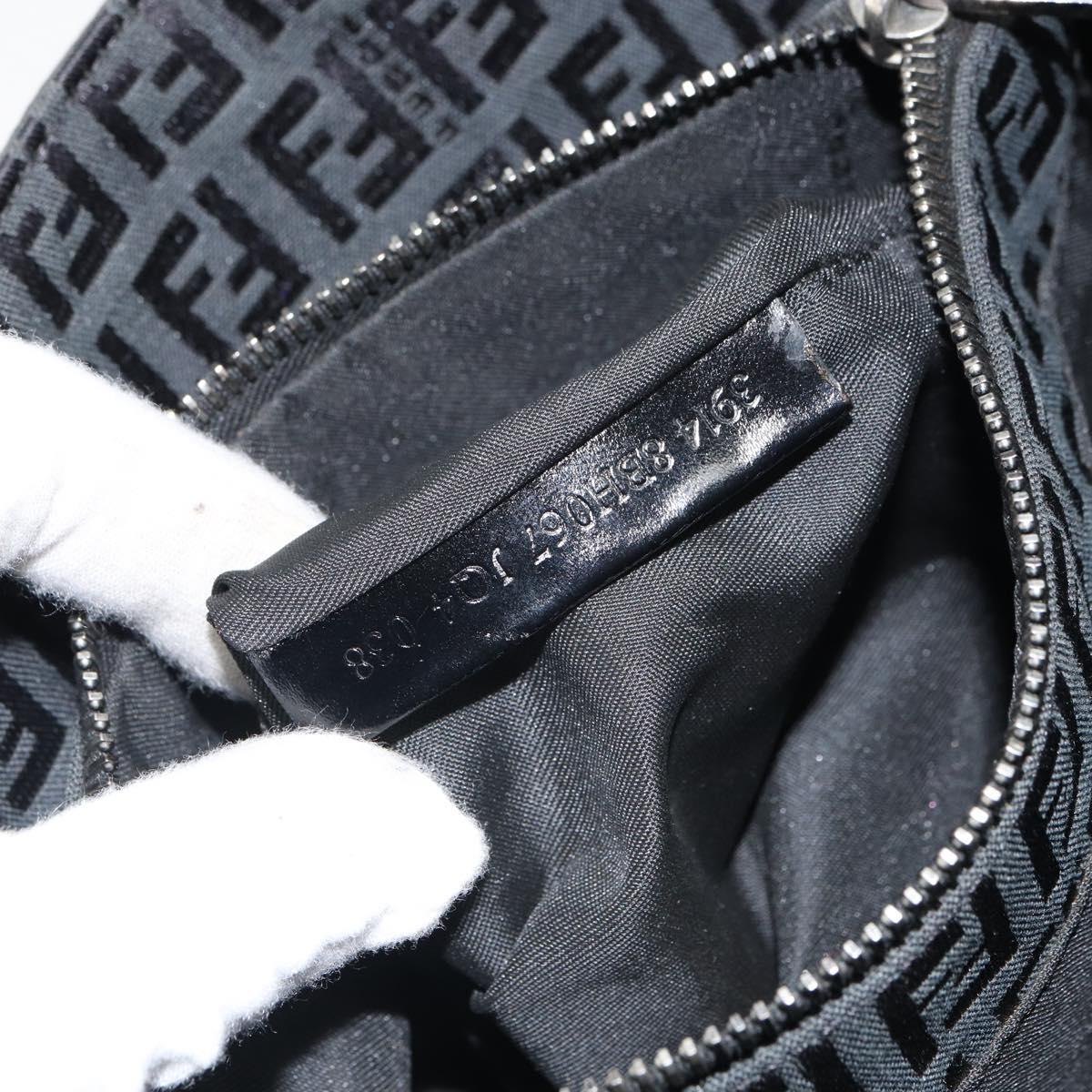 FENDI Zucchino Canvas Tote Bag Black Silver Auth mr1941