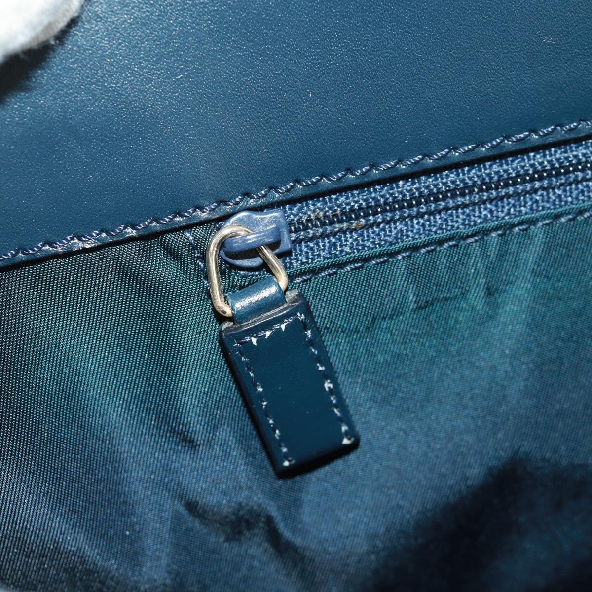 Christian Dior Trotter Canvas Hand Bag Navy Gold Auth mr1942V