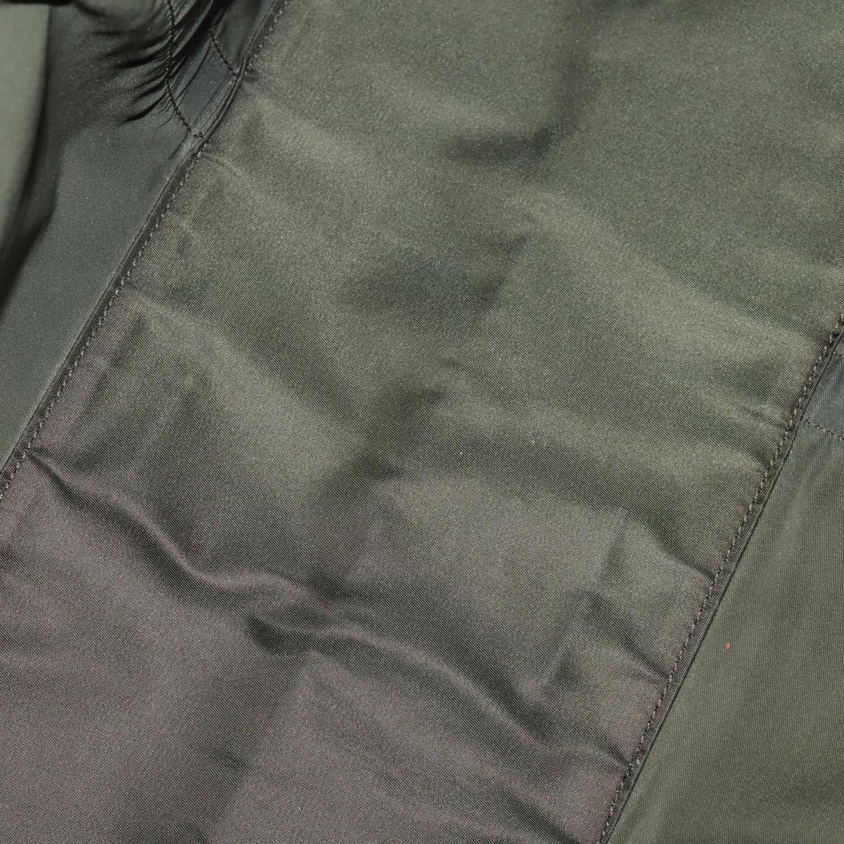 PRADA Boston Bag Nylon Khaki Silver Auth mr1945