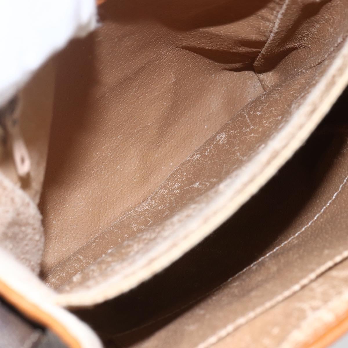 CELINE Macadam Canvas Shoulder Bag PVC Leather Brown Gold Auth mr1946