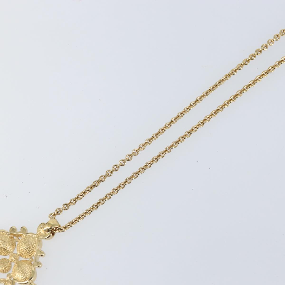 Christian Dior Crystal Necklace metal Gold Tone Auth mr1949
