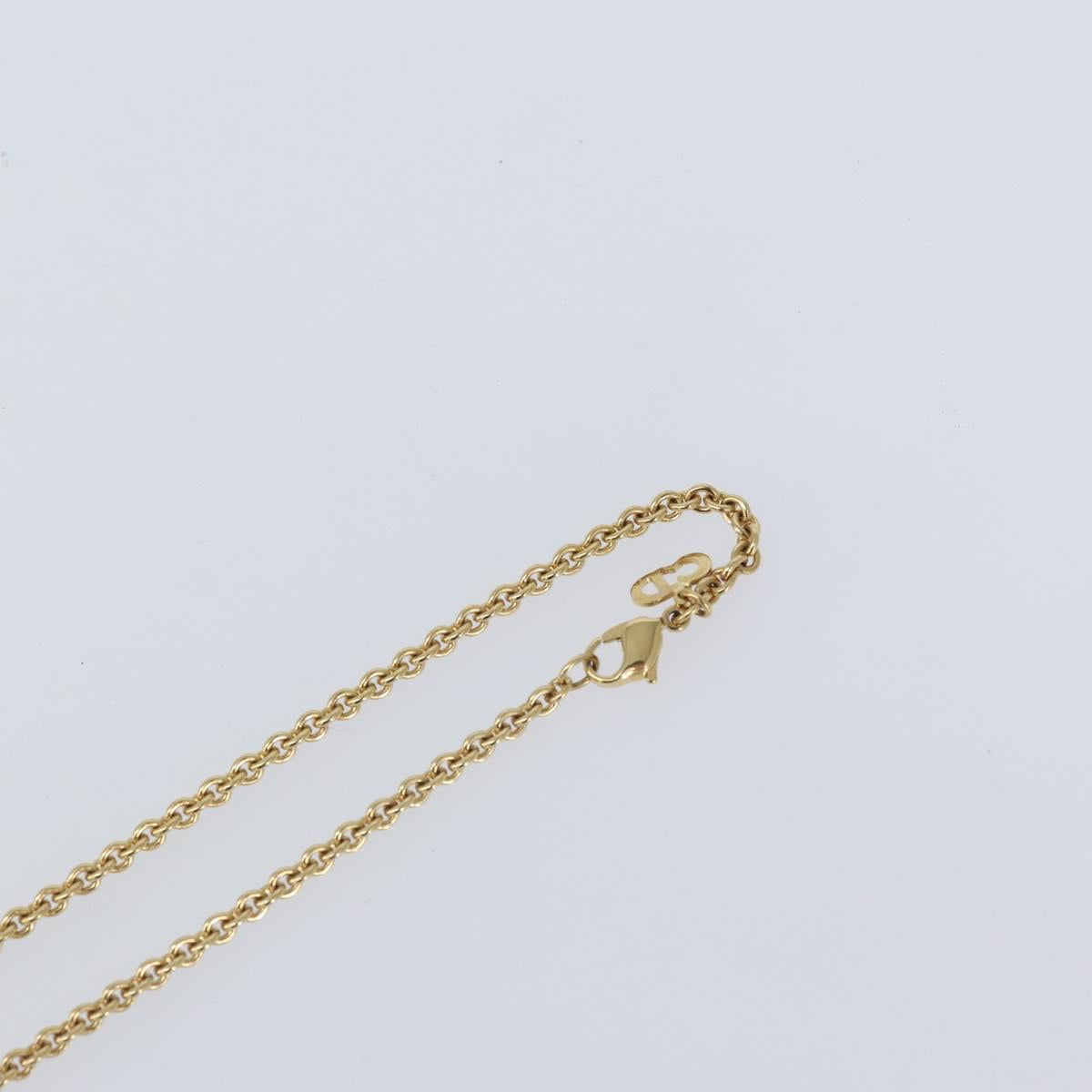 Christian Dior Crystal Necklace metal Gold Tone Auth mr1949