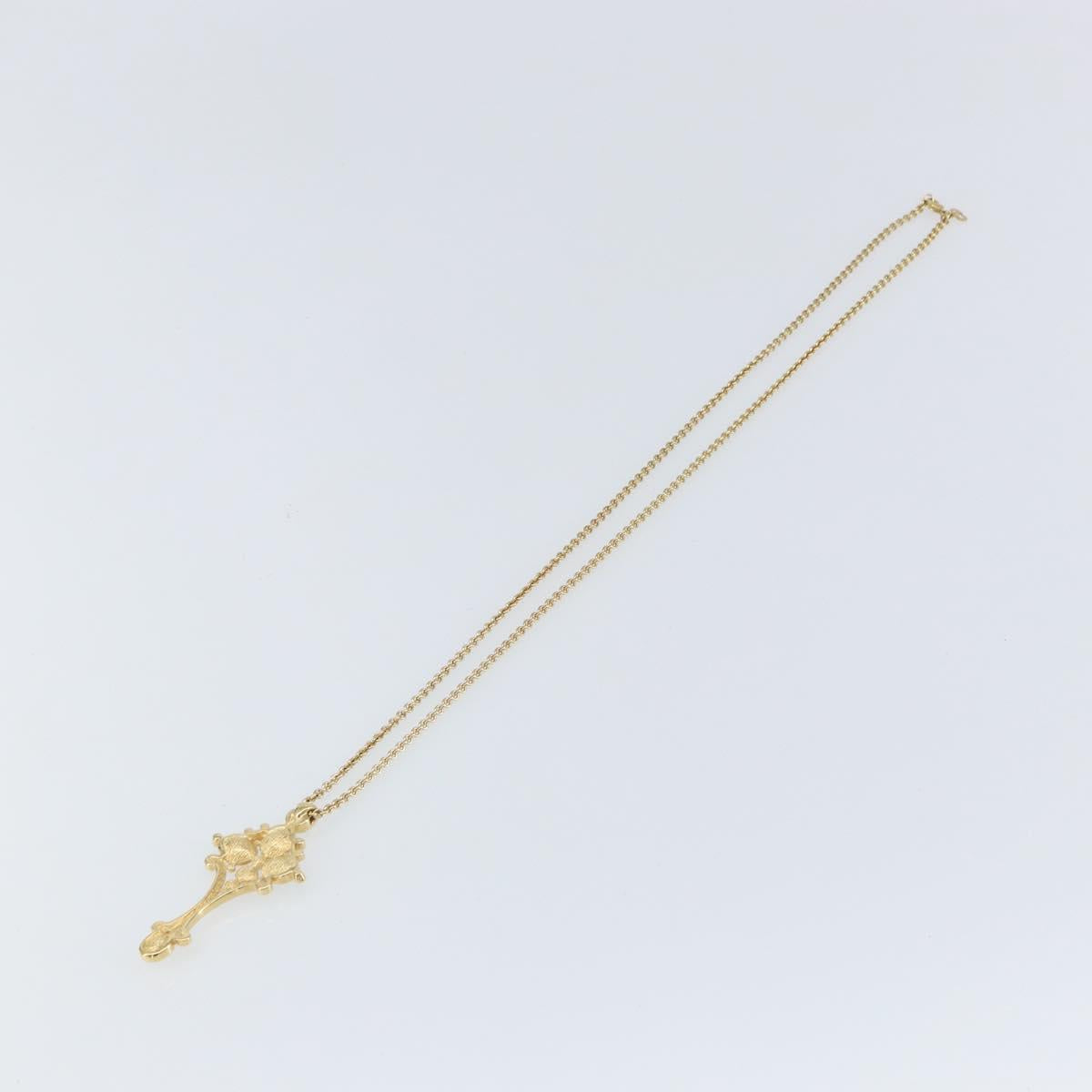 Christian Dior Crystal Necklace metal Gold Tone Auth mr1949
