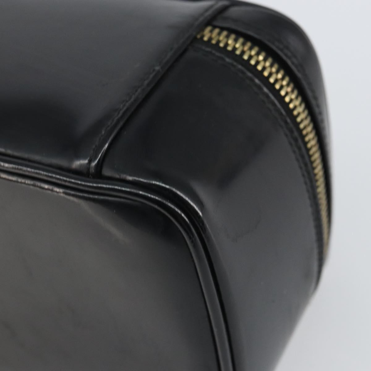 GUCCI Bamboo Vanity Pouch Patent leather Black 032 1956 0151 Auth mr1956