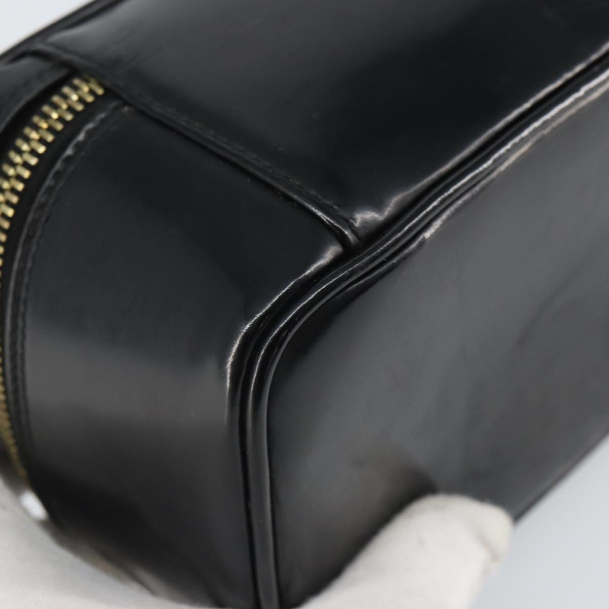 GUCCI Bamboo Vanity Pouch Patent leather Black 032 1956 0151 Auth mr1956