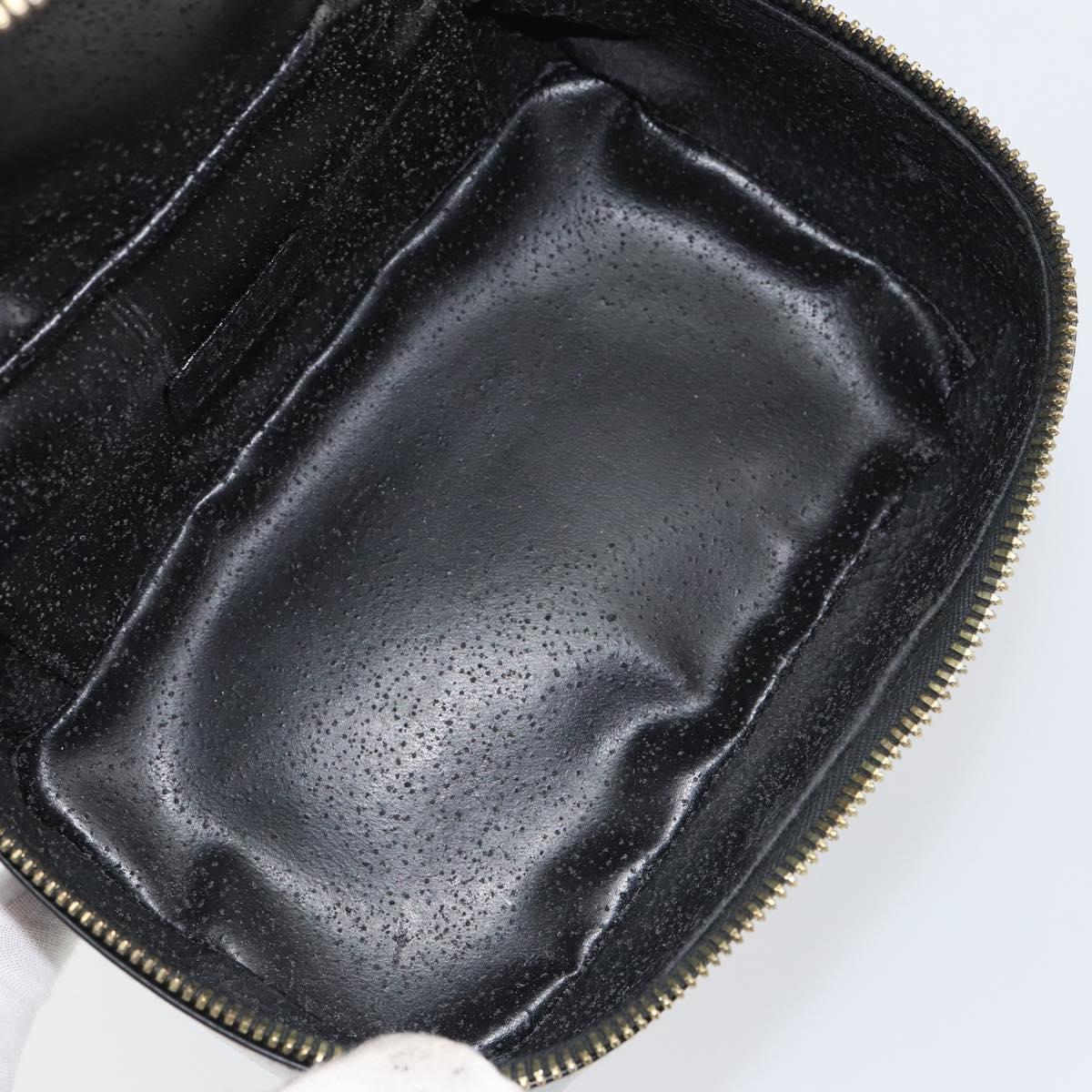 GUCCI Bamboo Vanity Pouch Patent leather Black 032 1956 0151 Auth mr1956