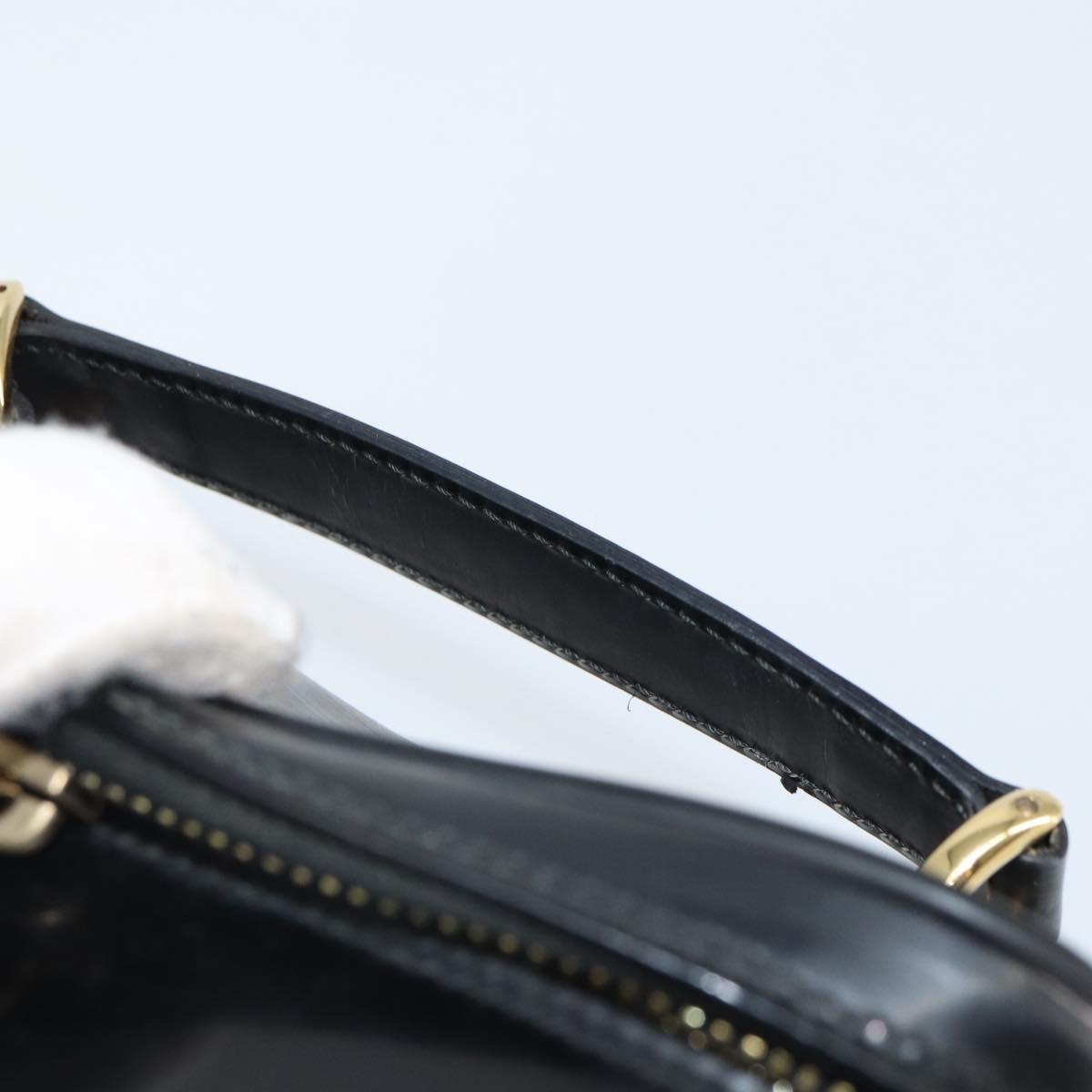 GUCCI Bamboo Vanity Pouch Patent leather Black 032 1956 0151 Auth mr1956
