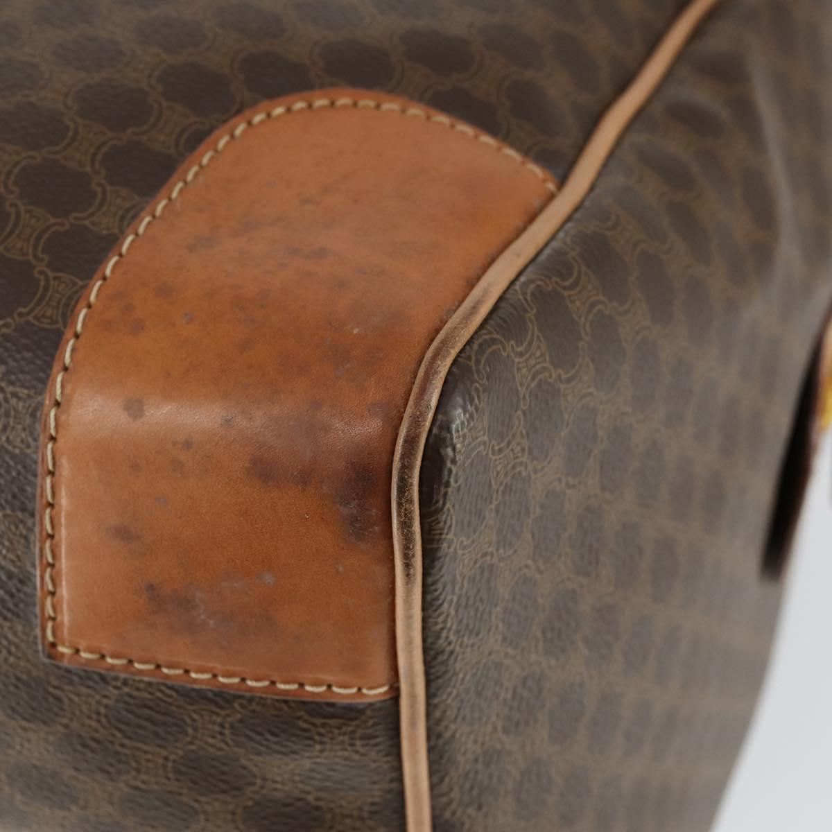 CELINE Macadam Canvas Boston Bag PVC Leather Brown Gold Auth mr1958