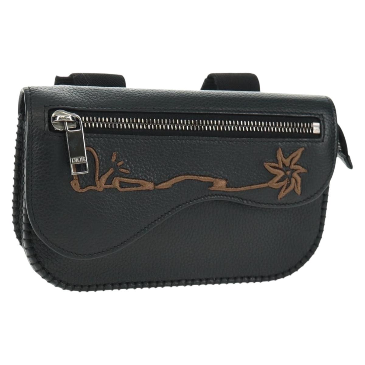 Christian Dior Cactus Jack Arm Pouch Mini Bag Pouch Leather Black Auth mr1963V