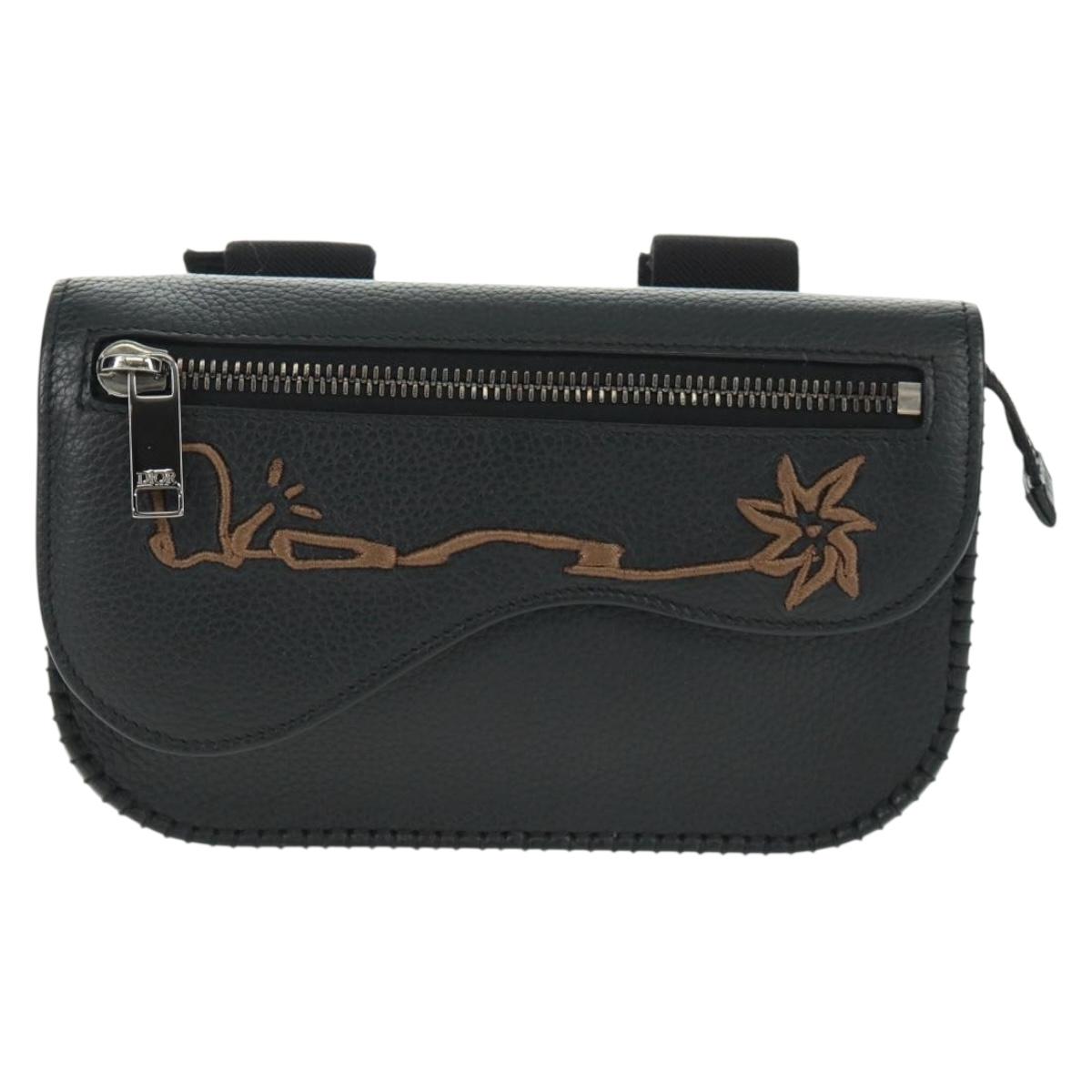 Christian Dior Cactus Jack Arm Pouch Mini Bag Pouch Leather Black Auth mr1963V