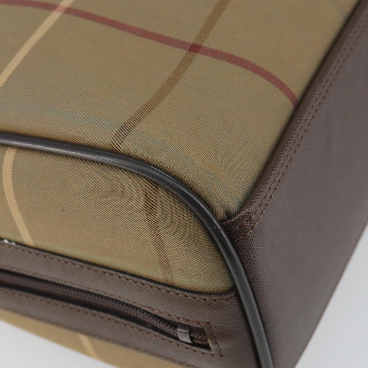 Burberrys Nova Check Hand Bag Canvas Brown Gold Auth mr1966