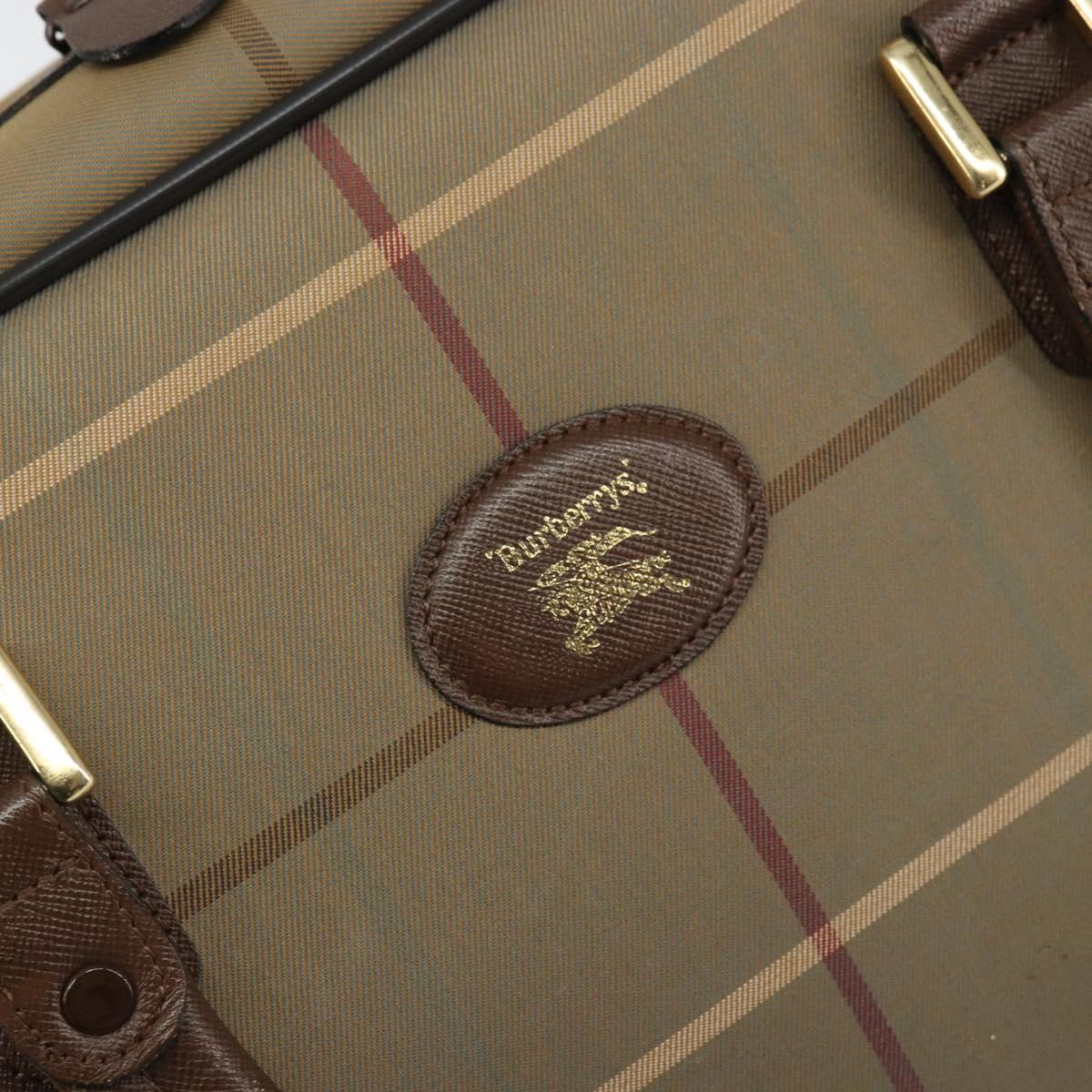 Burberrys Nova Check Hand Bag Canvas Brown Gold Auth mr1966