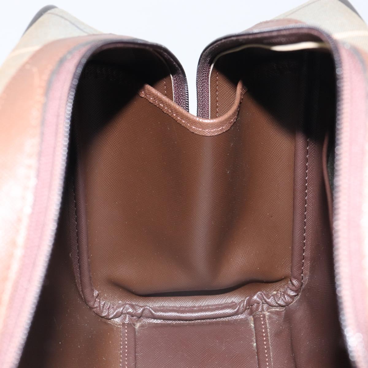 Burberrys Nova Check Hand Bag Canvas Brown Gold Auth mr1966
