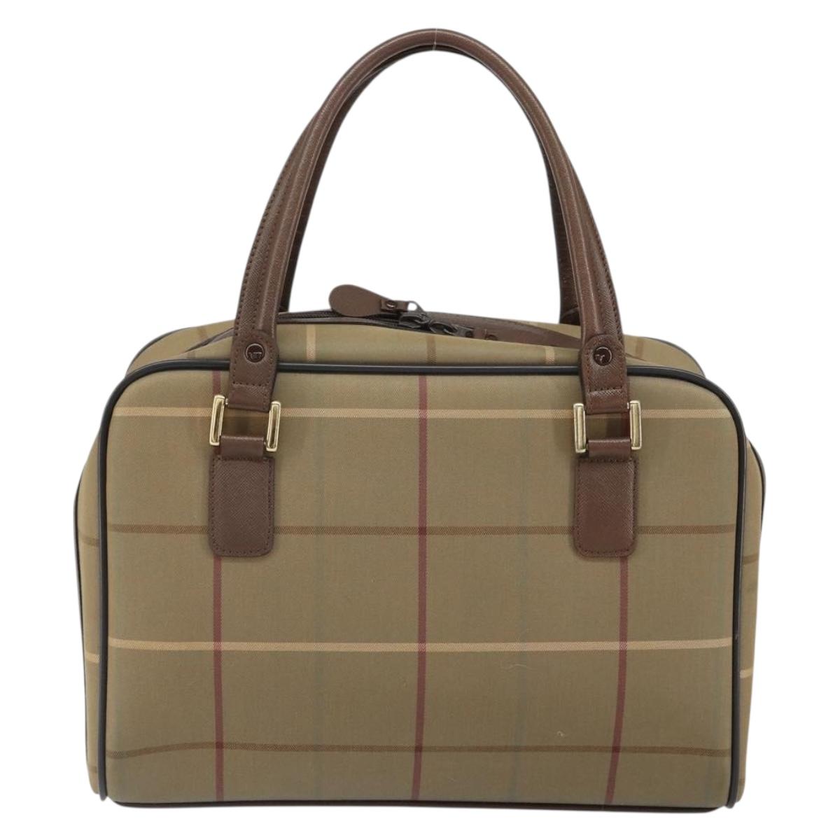 Burberrys Nova Check Hand Bag Canvas Brown Gold Auth mr1966