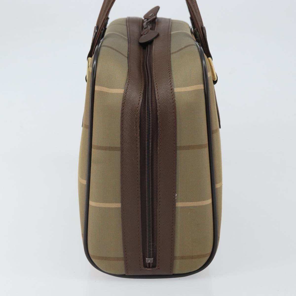 Burberrys Nova Check Hand Bag Canvas Brown Gold Auth mr1966