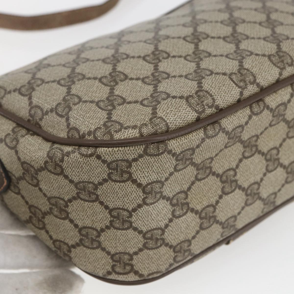 GUCCI GG Supreme Web Sherry Line Bag PVC Beige Gold Red 89 02 032 Auth mr1983