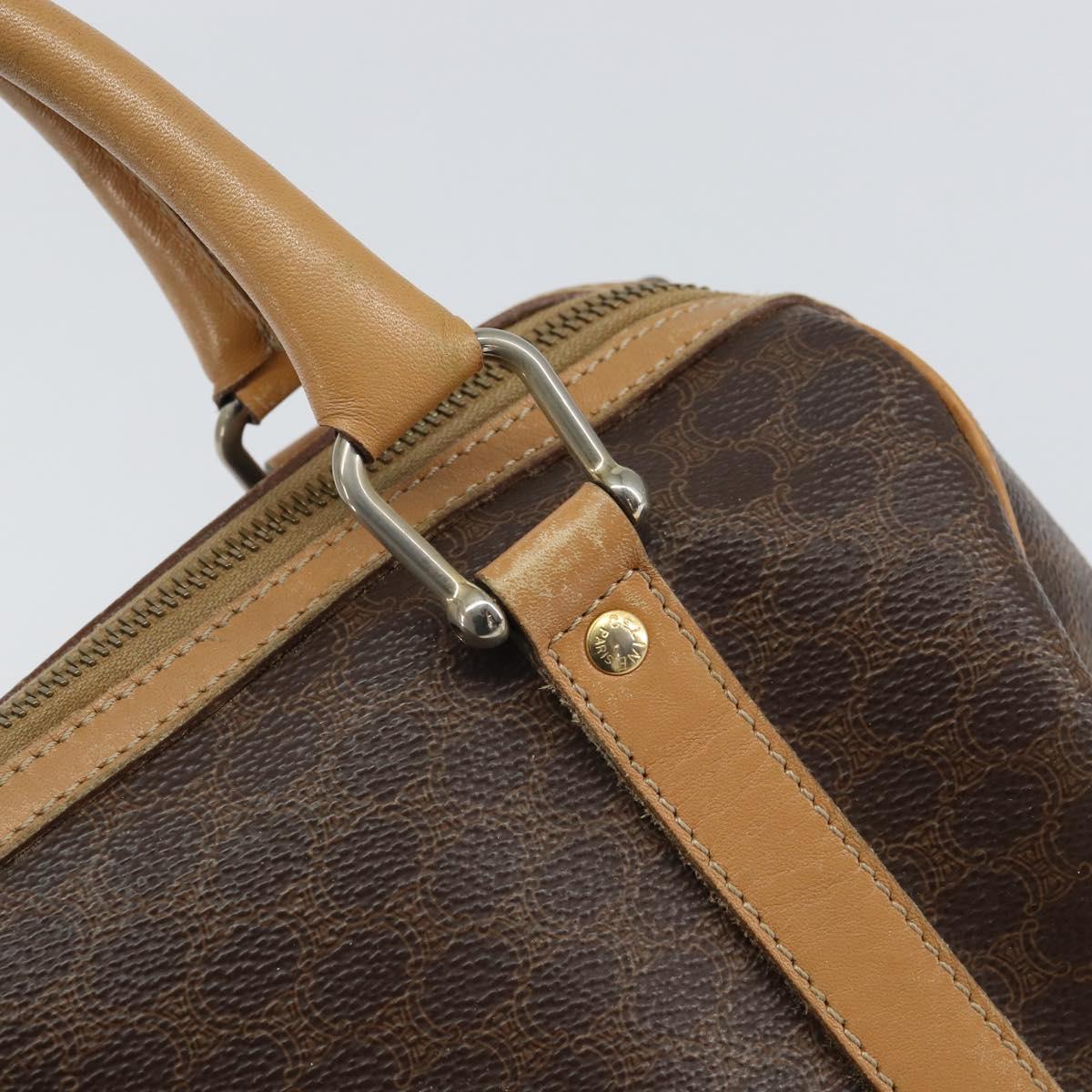 CELINE Macadam Canvas Hand Bag PVC Leather Brown Gold Auth mr1984