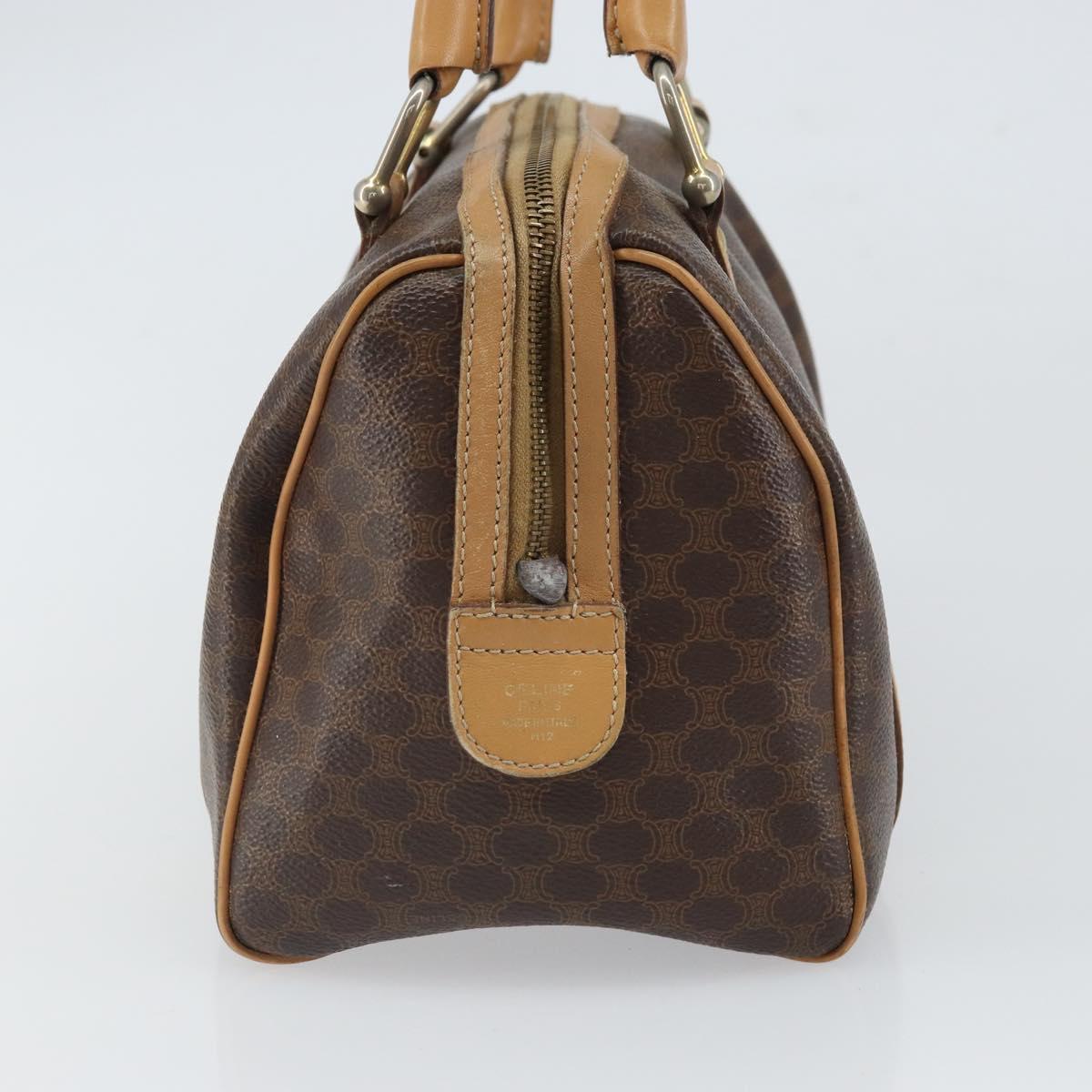 CELINE Macadam Canvas Hand Bag PVC Leather Brown Gold Auth mr1984