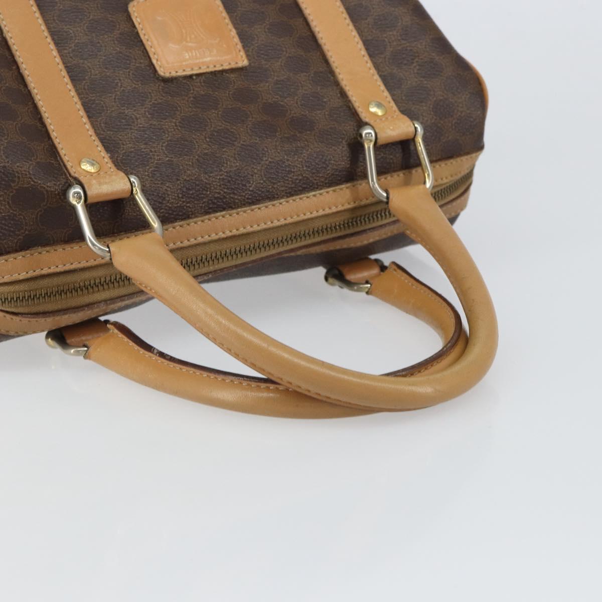 CELINE Macadam Canvas Hand Bag PVC Leather Brown Gold Auth mr1984