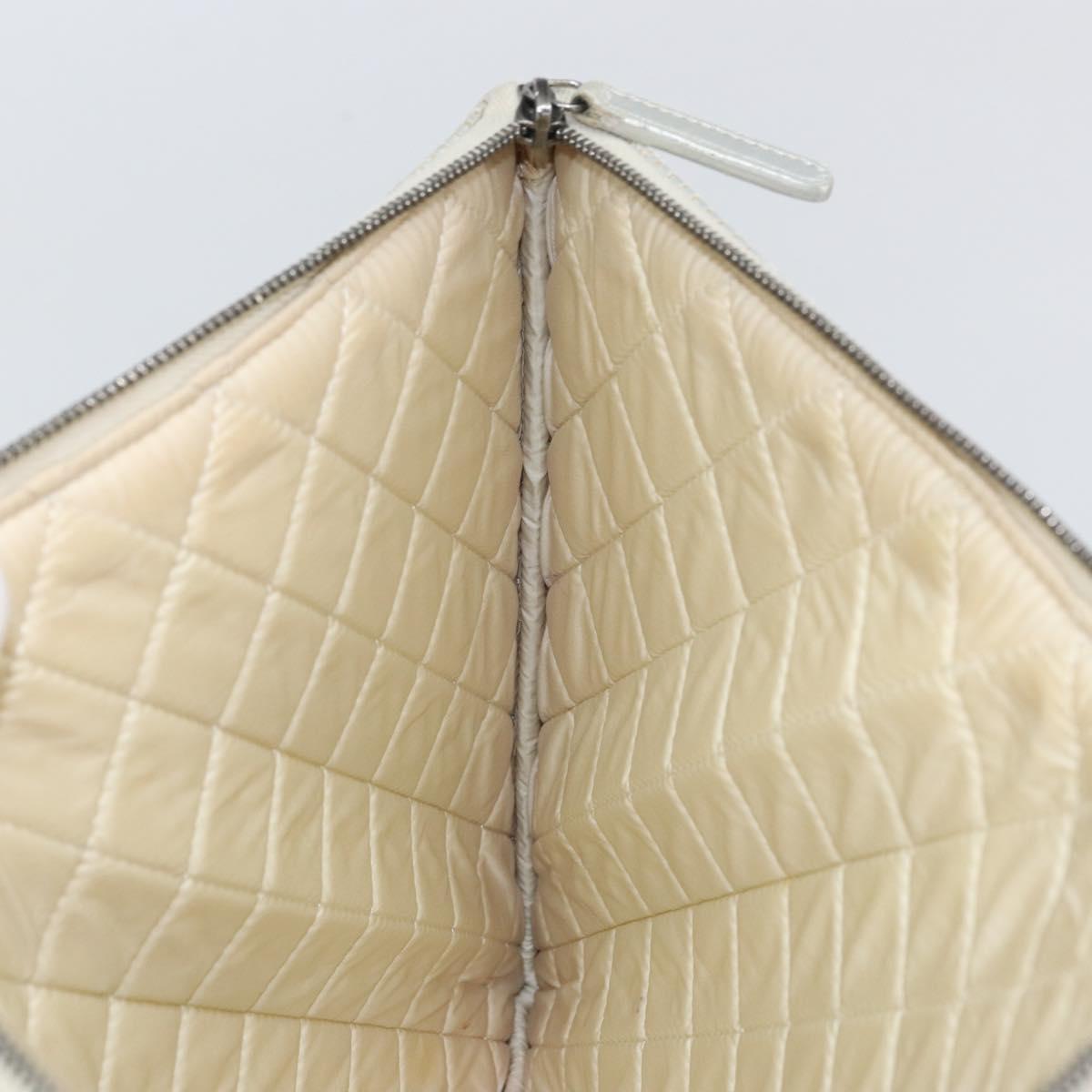 CHANEL Matelasse Punching Clutch Bag Leather Silver CC Auth mr1986