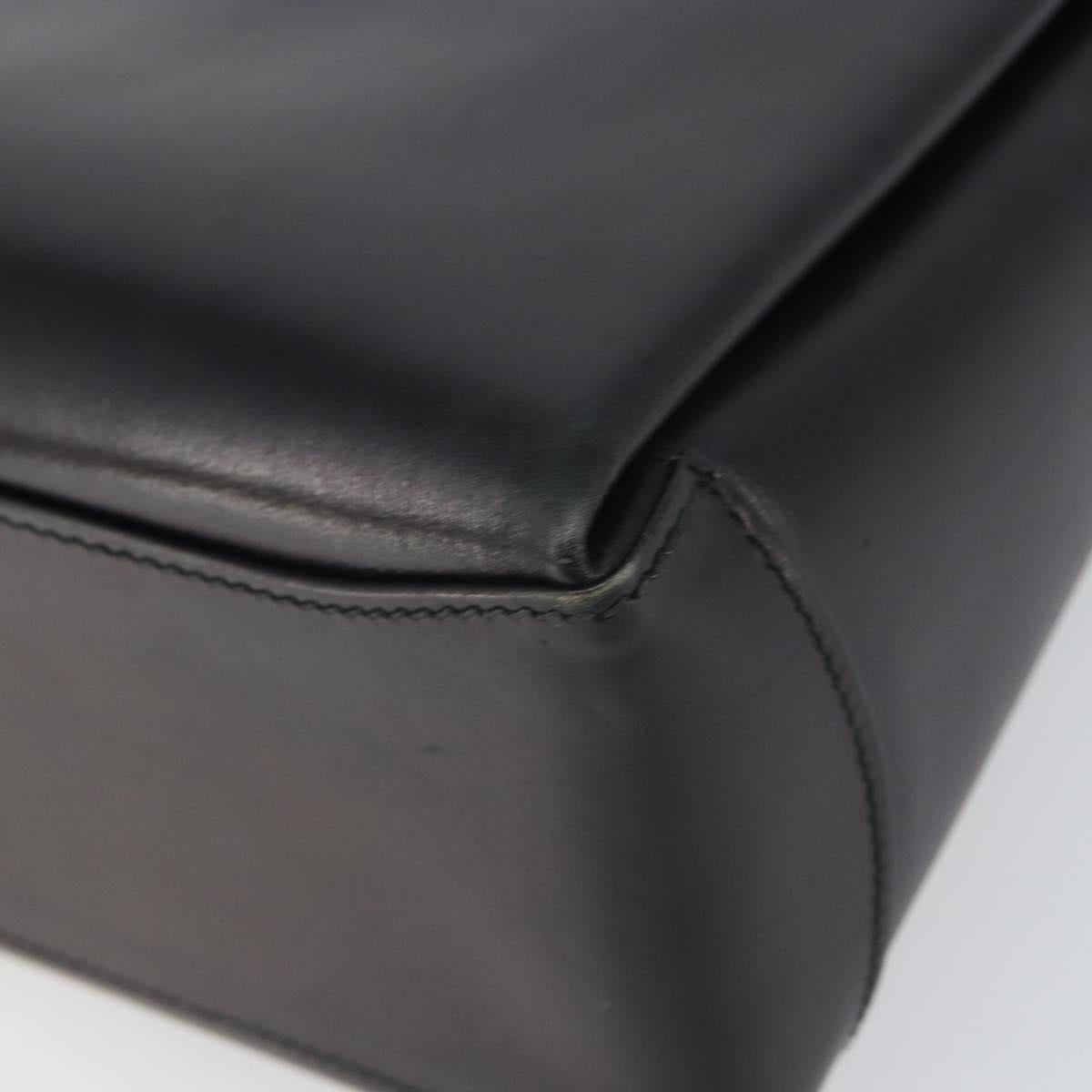 GUCCI Shoulder Bag Leather Black Gold Auth mr1988
