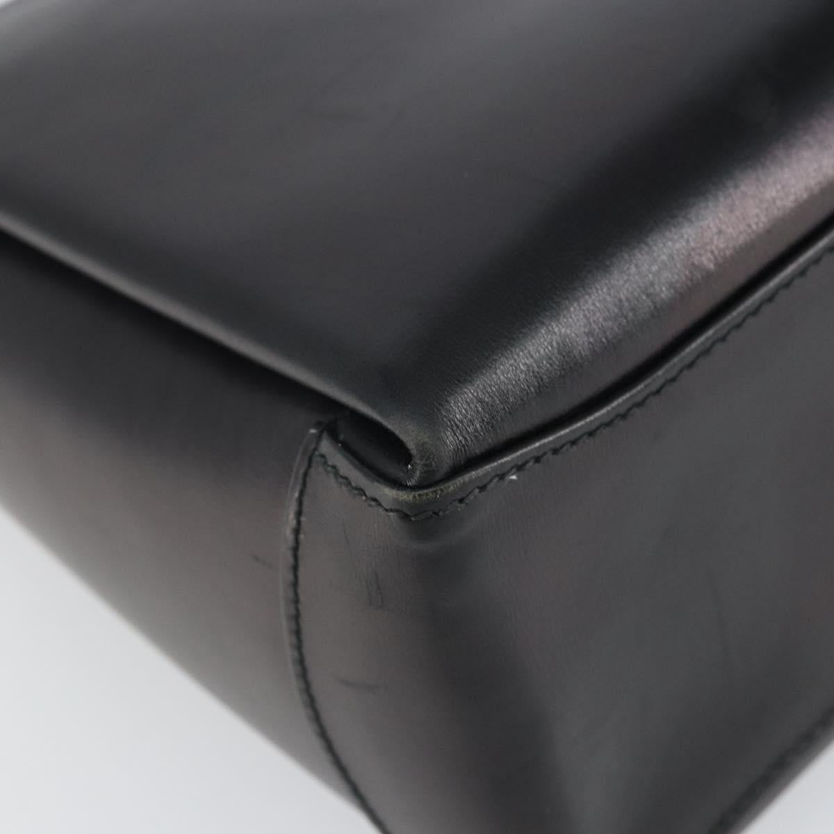 GUCCI Shoulder Bag Leather Black Gold Auth mr1988