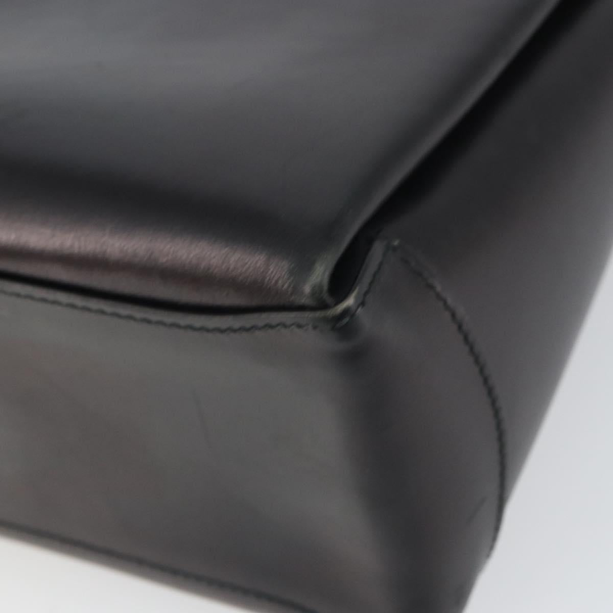 GUCCI Shoulder Bag Leather Black Gold Auth mr1988