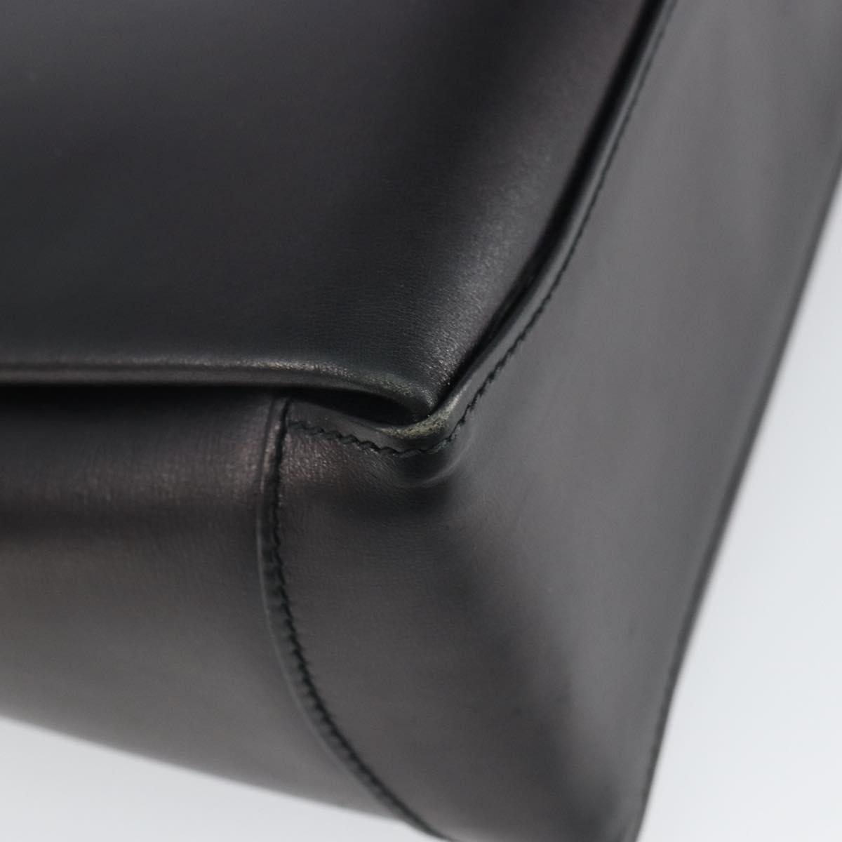 GUCCI Shoulder Bag Leather Black Gold Auth mr1988