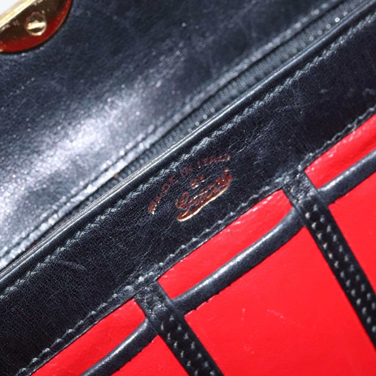 GUCCI Shoulder Bag Leather Black Gold Auth mr1988