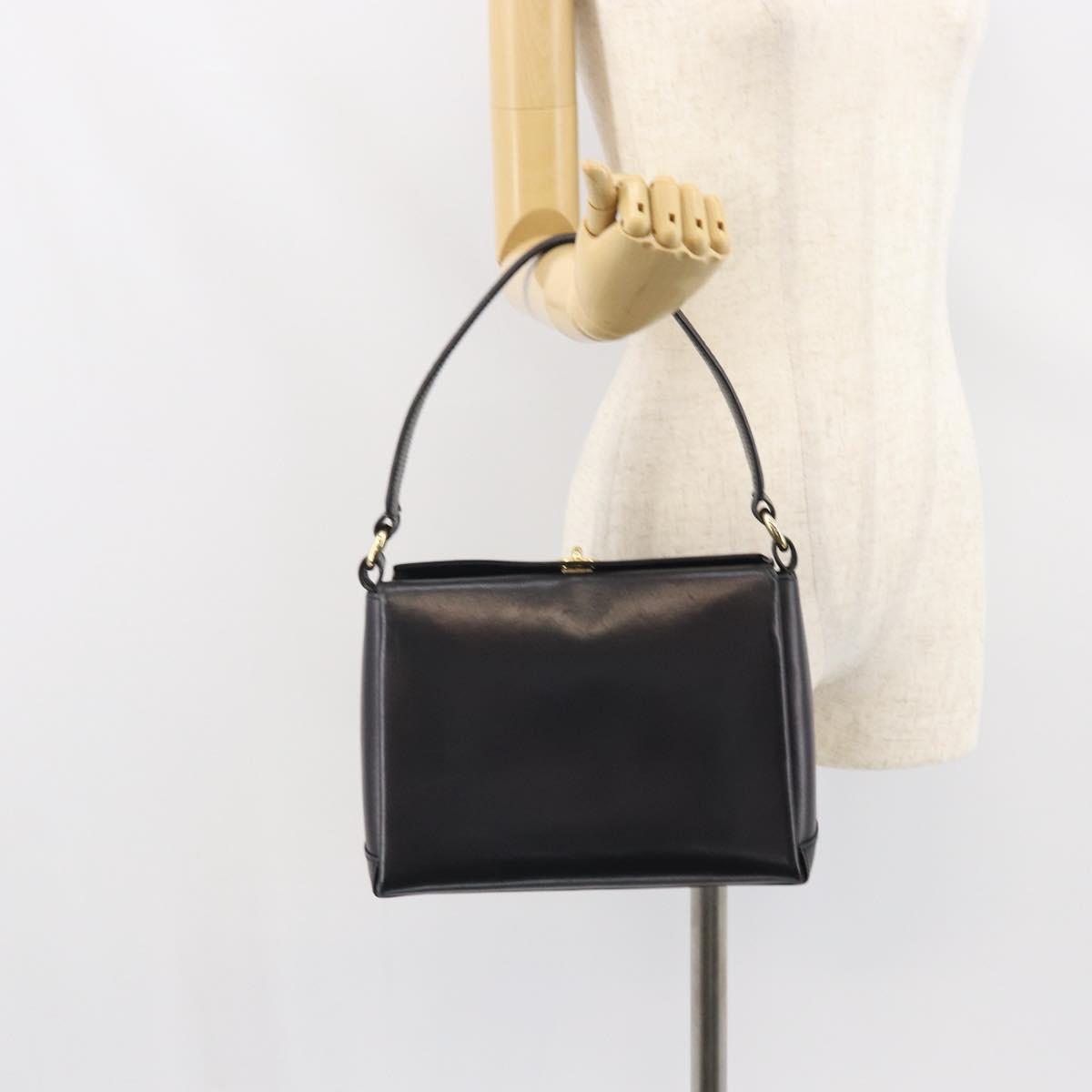 GUCCI Shoulder Bag Leather Black Gold Auth mr1988
