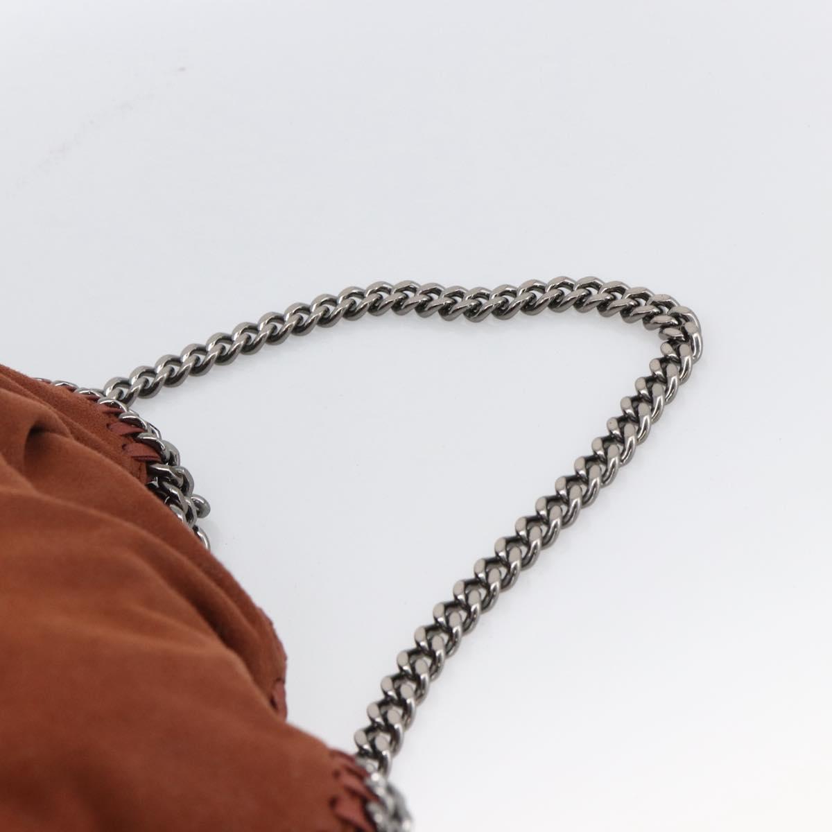 Stella MacCartney Chain Falabella Bag Polyester Brown Silver Auth mr1992