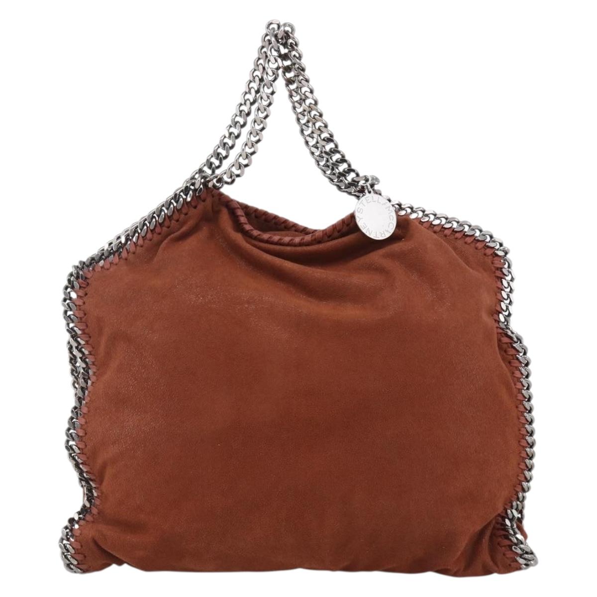 Stella MacCartney Chain Falabella Bag Polyester Brown Silver Auth mr1992