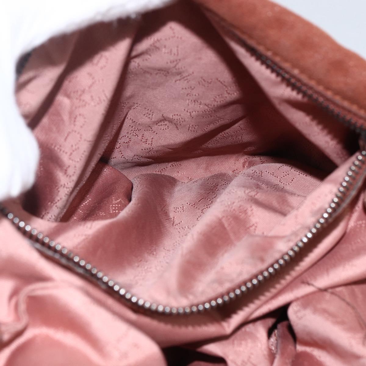 Stella MacCartney Chain Falabella Bag Polyester Brown Silver Auth mr1992