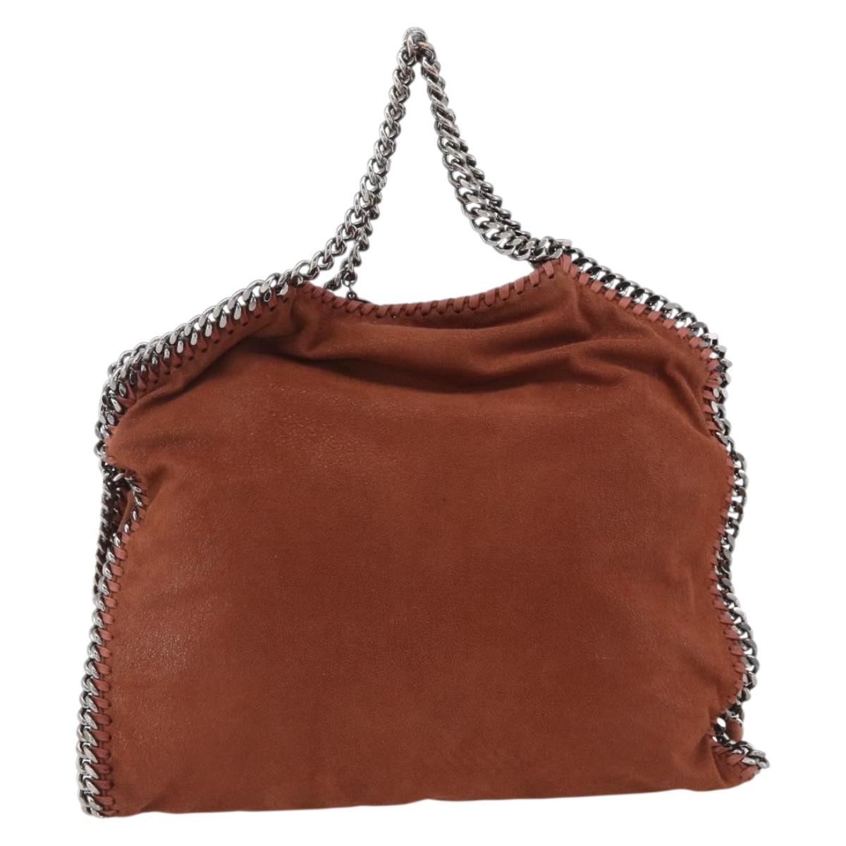 Stella MacCartney Chain Falabella Bag Polyester Brown Silver Auth mr1992