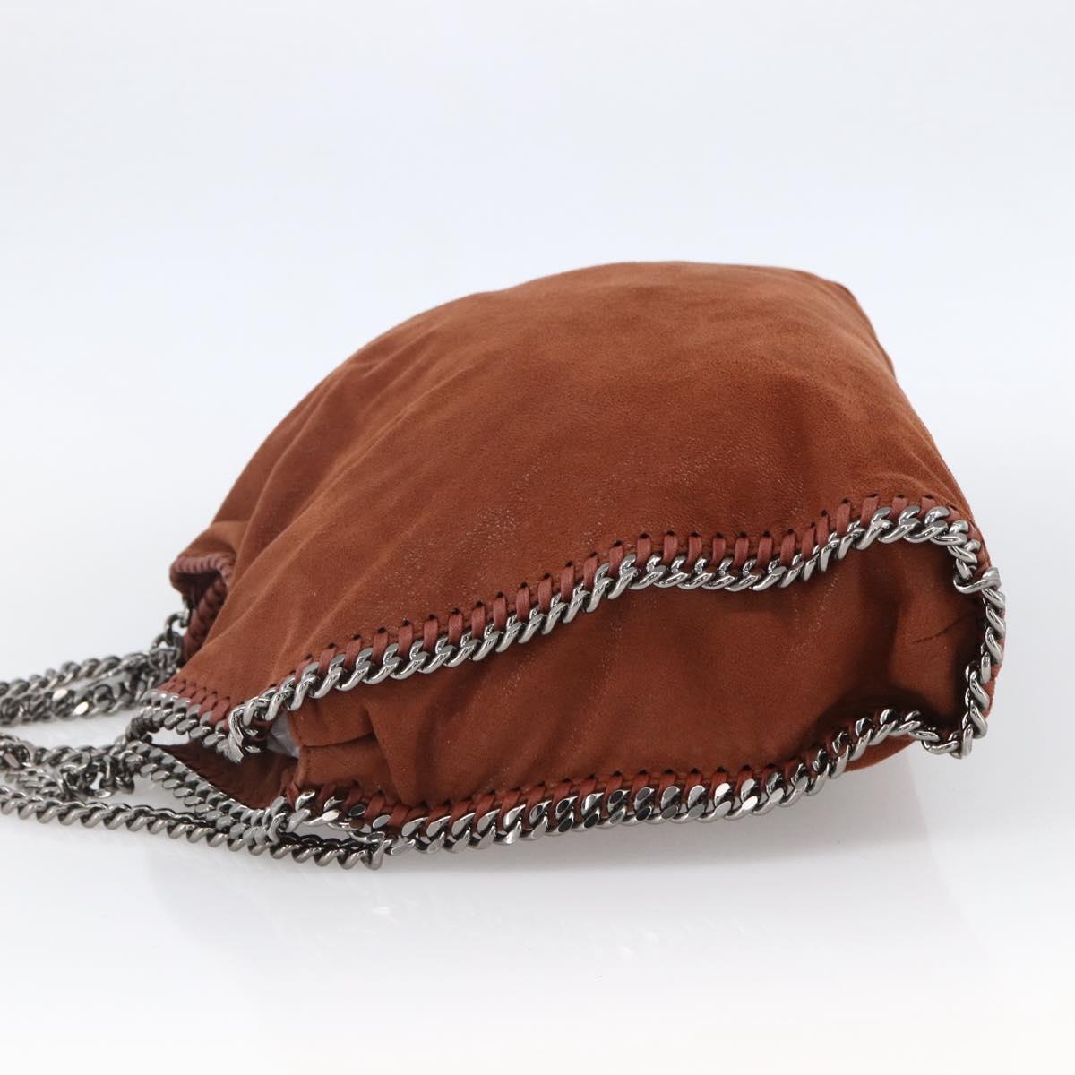 Stella MacCartney Chain Falabella Bag Polyester Brown Silver Auth mr1992