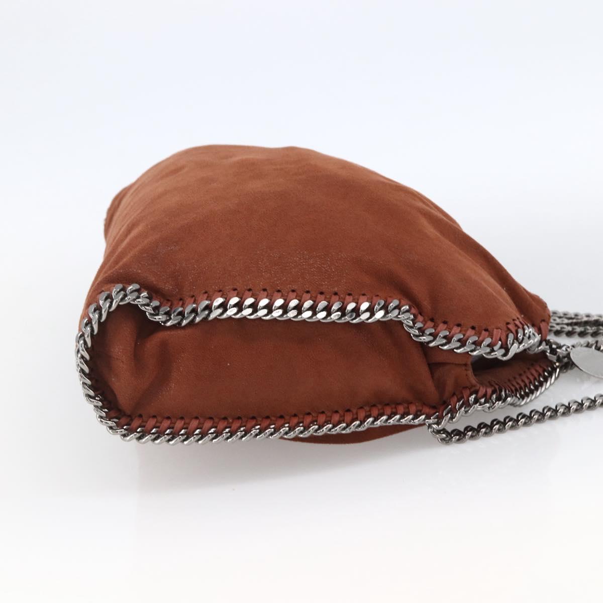 Stella MacCartney Chain Falabella Bag Polyester Brown Silver Auth mr1992