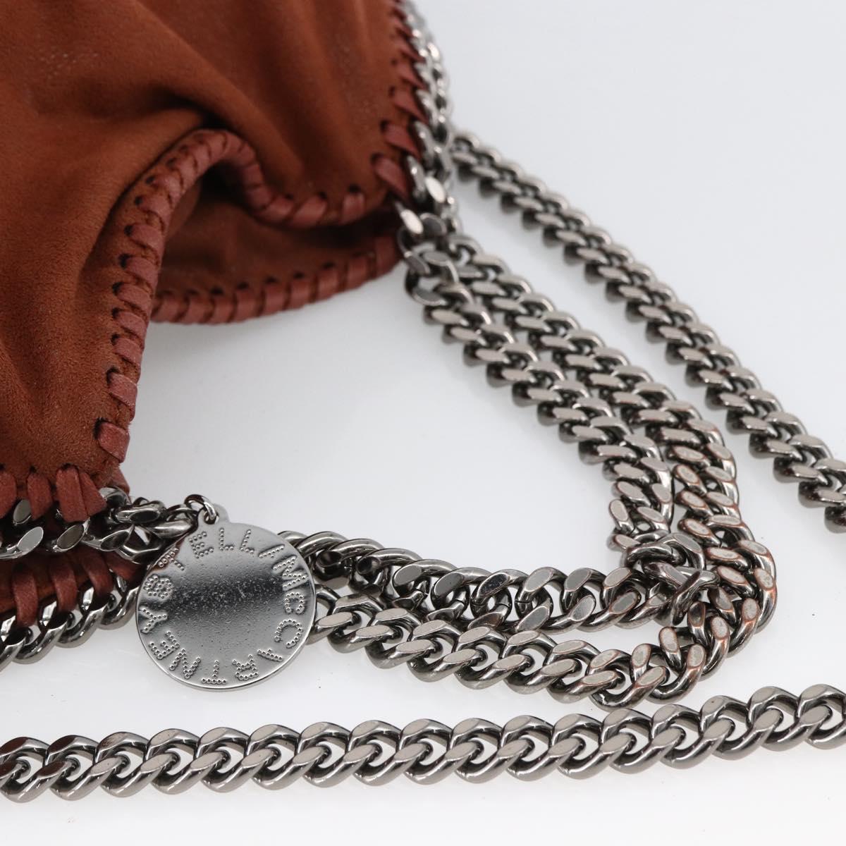 Stella MacCartney Chain Falabella Bag Polyester Brown Silver Auth mr1992