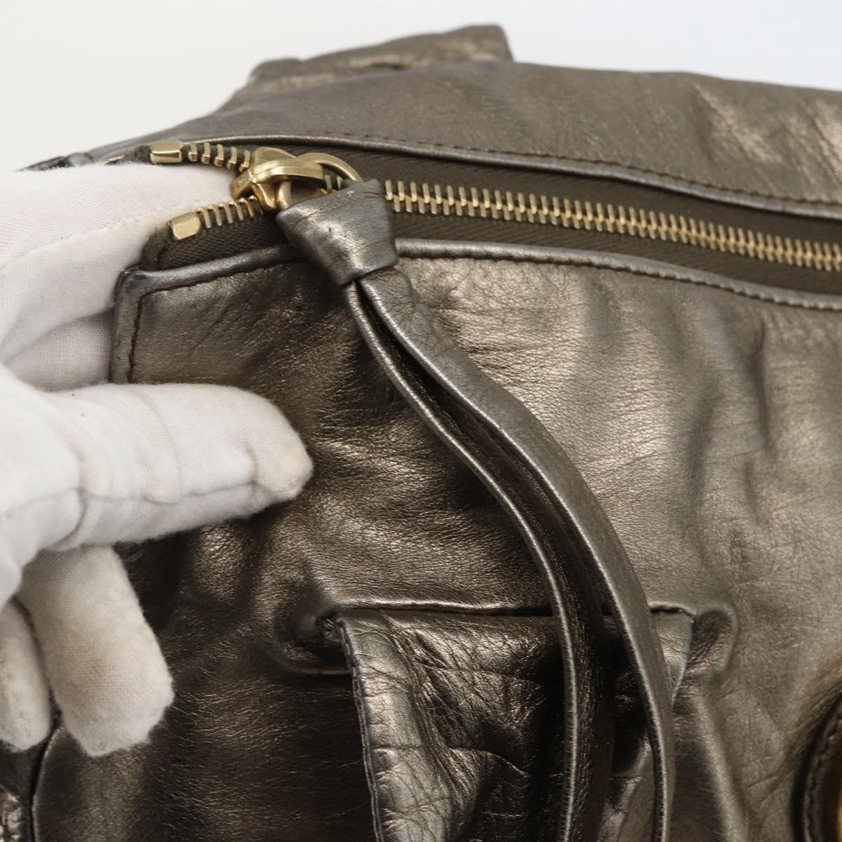 GUCCI Histeria Tote Bag Leather Silver Gold 197021 Auth mr1995