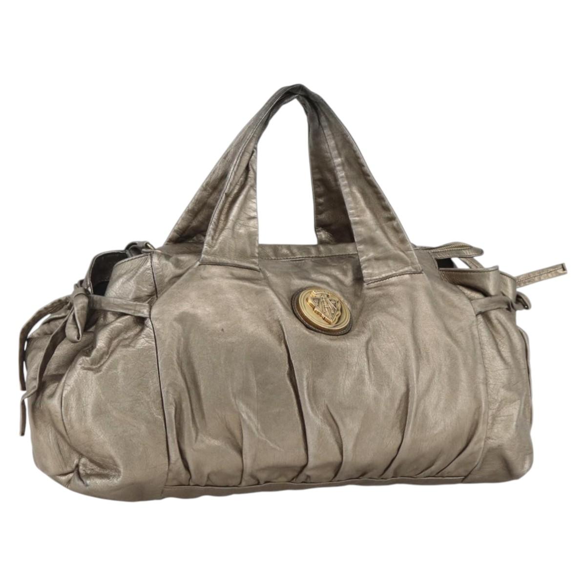 GUCCI Histeria Tote Bag Leather Silver Gold 197021 Auth mr1995